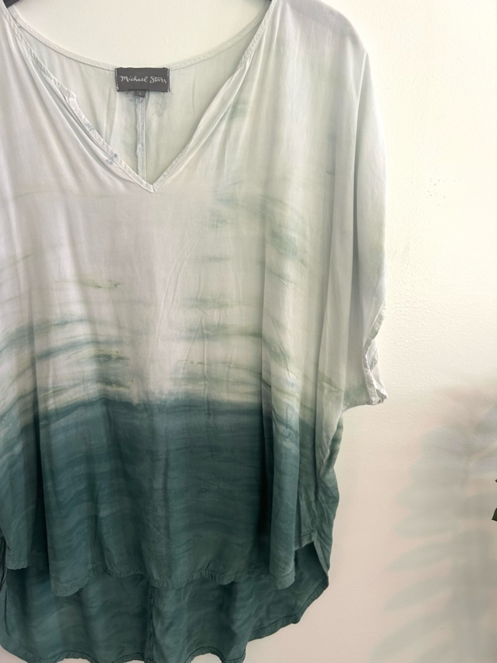 Michael Stars Women's Green Haze Wash Short Sleeve Peasant Top Size Large - Picture 3 of 10